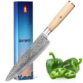 Damascus Chef Knife, 8 Inch Japanese Kitchen Knife With 67 Layers 10CR15MOV High Carbon Steel, Razor Sharp Cooking Knife With Pakkawood Handle