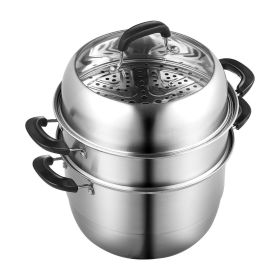 VEVOR Steamer Pot 11in/28cm, 3 Tier Steamer Pot for Cooking with 8.5QT Stock Pot, Vegetable Steamer & 2 Steaming Tray