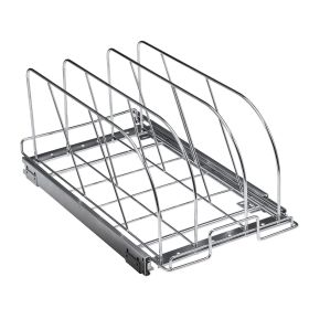 VEVOR Pan and Pot Rack, Expandable Pull Out Under Cabinet Organizer, Cookie Sheet Baking Pans tray Organization, Adjustable Wire Dividers