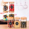 12 Pcs Round Spice Jars with Bamboo Lids and Stickers, Glass Storage Jars, Candy Jars, Coffee Jars, Salt Jars, Pepper Jars, Tea Jars