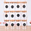 12 Pcs Round Spice Jars with Bamboo Lids and Stickers, Glass Storage Jars, Candy Jars, Coffee Jars, Salt Jars, Pepper Jars, Tea Jars