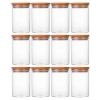 12 Pcs Round Spice Jars with Bamboo Lids and Stickers, Glass Storage Jars, Candy Jars, Coffee Jars, Salt Jars, Pepper Jars, Tea Jars