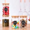 12 Pcs Round Spice Jars with Bamboo Lids and Stickers, Glass Storage Jars, Candy Jars, Coffee Jars, Salt Jars, Pepper Jars, Tea Jars