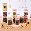 12 Pcs Round Spice Jars with Bamboo Lids and Stickers, Glass Storage Jars, Candy Jars, Coffee Jars, Salt Jars, Pepper Jars, Tea Jars