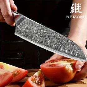 Damascus Steel Chef Knife 8 Inch, Santoku Knife, Boning Knife, Japanese Professional 10Cr15MOV Blade With Hand Forged Hammer Pattern, Ultra Sharp Kitc (Option: Santoku knife)