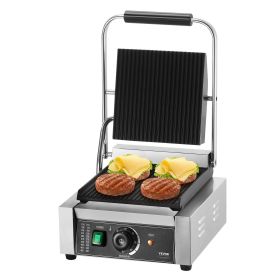 VEVOR Commercial Panini Press Grill Electric Sandwich Maker Griddle Plate 9"x9" (Default: Default)